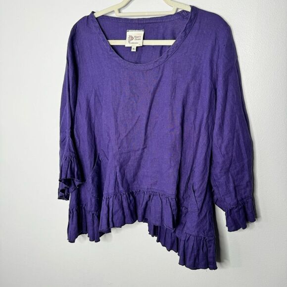 heart's desire by mary grace purple linen blouse size small - Picture 2 of 5